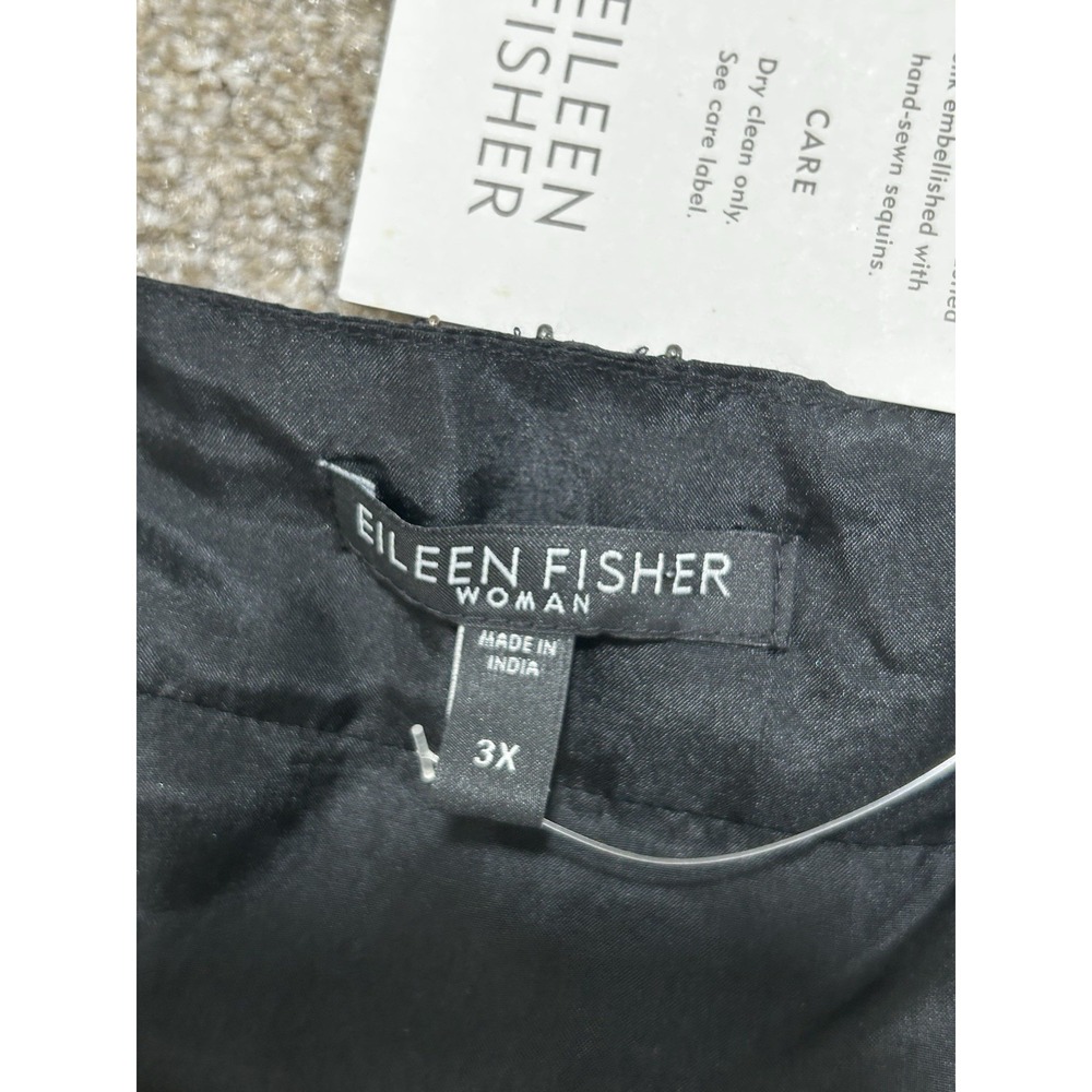 Eileen Fisher Women's 3X Black Silk Satin  Beaded Tank Top Special Occasion - Picture 5 of 10